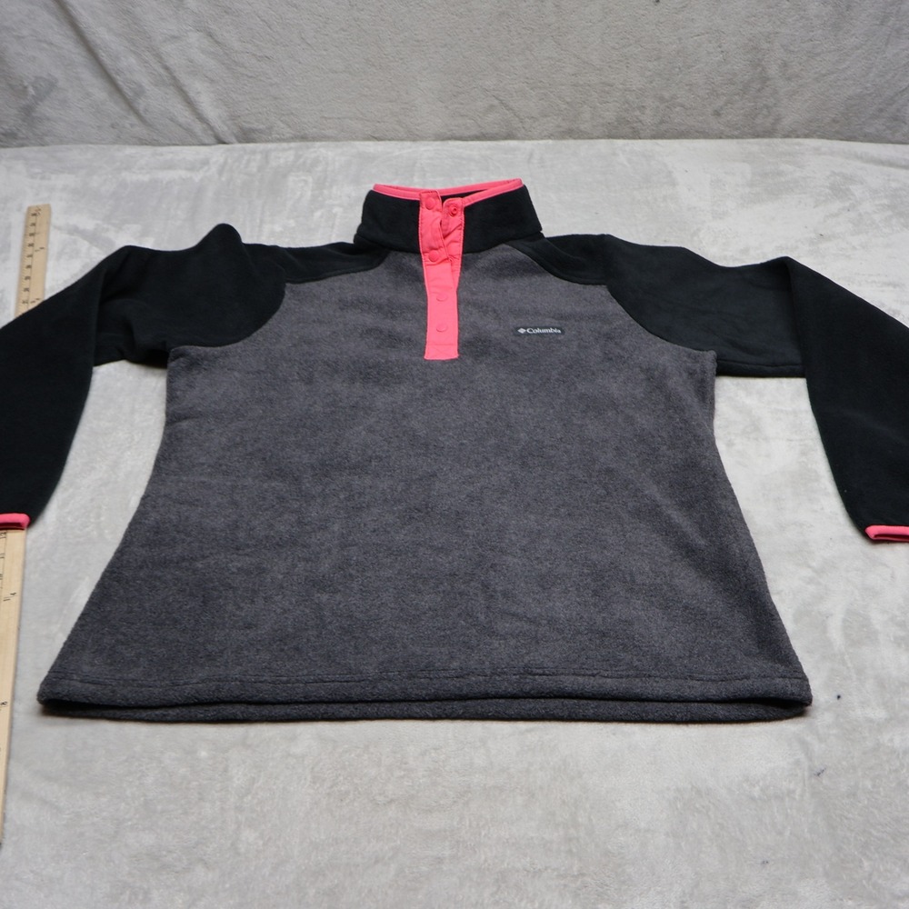 Columbia Sweatshirt Womens Large Grey Mount Cannon Half-Snap Fleece Pullover